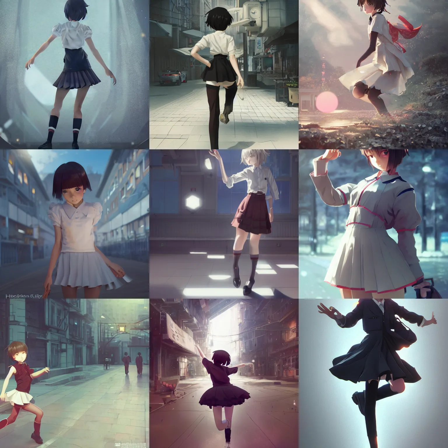 Prompt: worksafe. insanely detailed. by wlop, ilya kuvshinov, krenz cushart, greg rutkowski, pixiv. zbrush sculpt, octane, maya, houdini, vfx. gorgeous attractive young cg anime teen kid schoolgirl dancing, in luxury advertisement. cinematic dramatic atmosphere, sharp focus, volumetric lighting