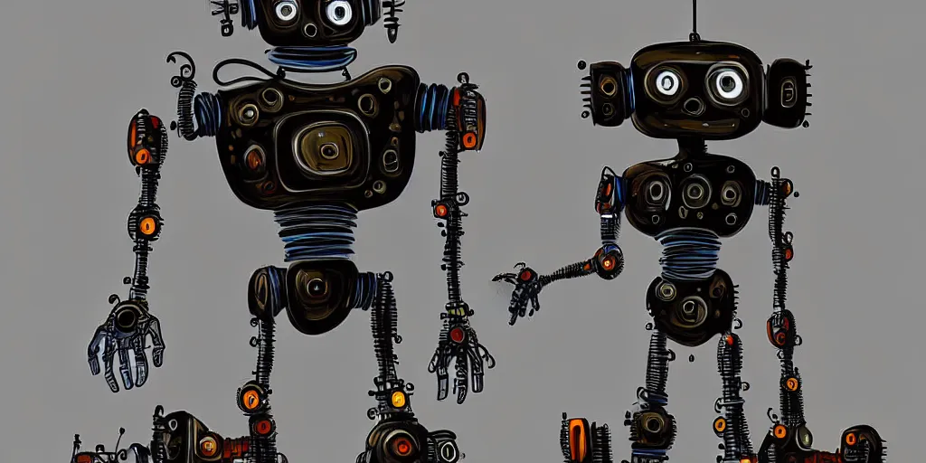 Image similar to a monk robot made from scrap parts from a futuristic junkyard, digital art