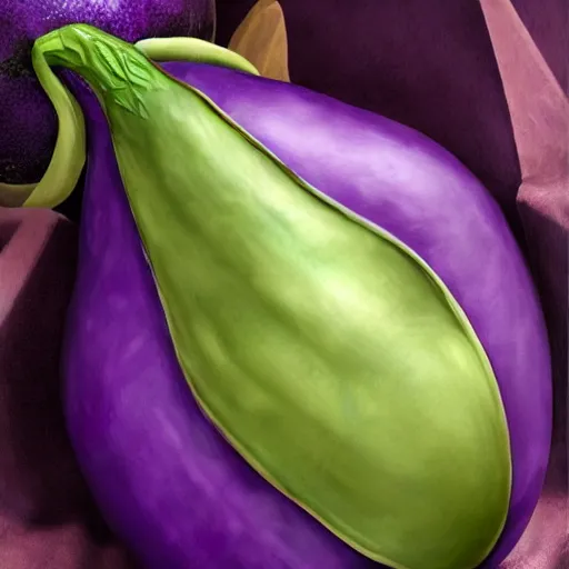 Image similar to thanos as an eggplant with eggplant features, realistic, hyperrealistic, ultra realistic, real, real world, highly detailed, very detailed, extremely detailed, intricate details, 8 k resolution, hd quality