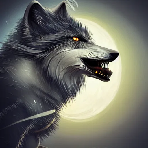 Prompt: “cyber wolf roaring at full moon, 8k, realistic”