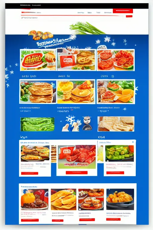 Prompt: realistic frozen food shop eccomerce homepage