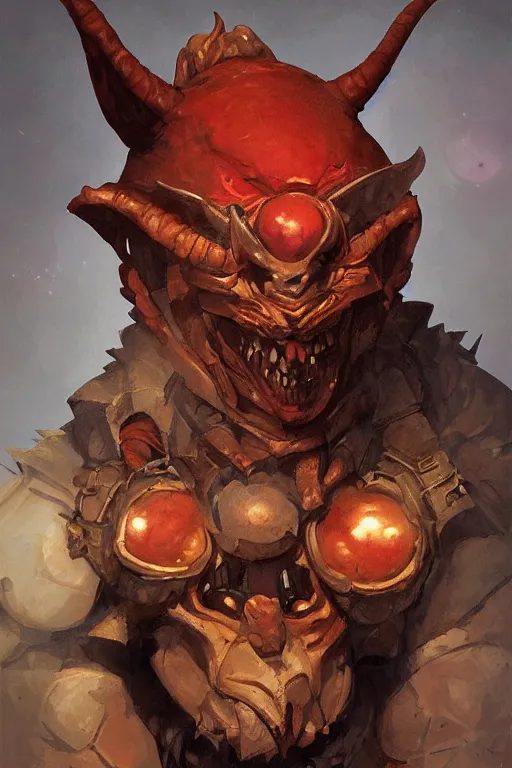 Prompt: portrait of the goblin miner wearing the epic artifact headgear devil\'s fruit by artgerm and Craig Mullins, James Jean, Andrey Ryabovichev, Mark Simonetti and Peter Morbacher 16k