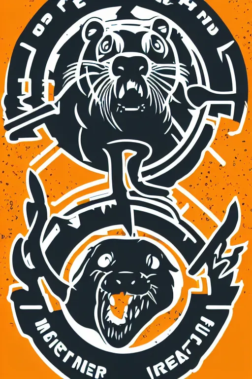 Image similar to in the style of max prentis and deathburger and laurie greasley a vector e-sports vector logo of a otter, highly detailed, colourful, 8k wallpaper