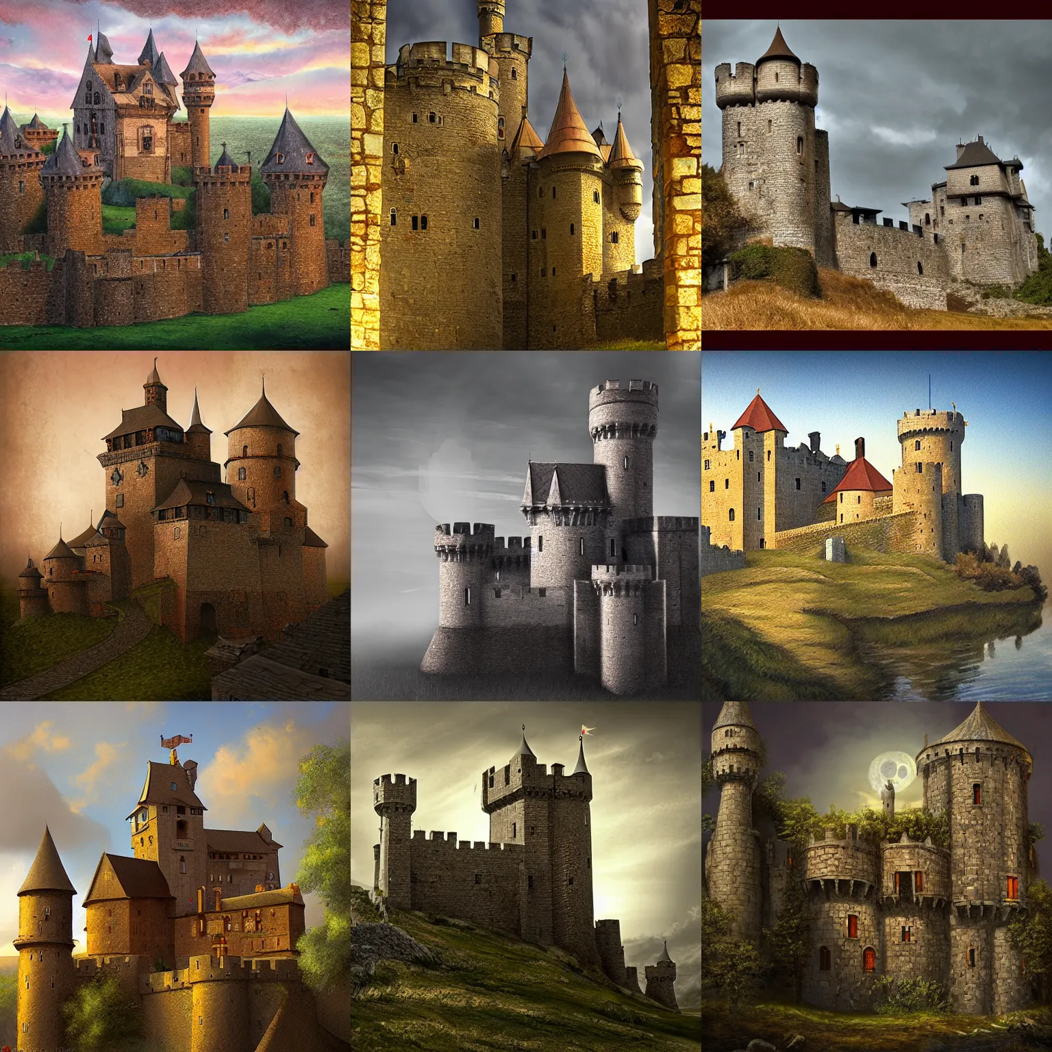 Prompt: medieval castle, by alexis gritchenko