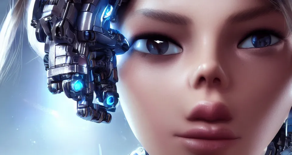 Image similar to beutiful girl cyborg, trending artstaition, unreal engine