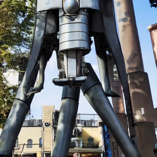 Image similar to Photo of glados from portal 2 as a large metal statue in town center