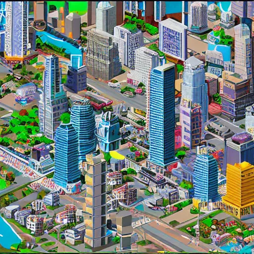 Image similar to Los Angeles in sim city, highly detailed, pixel art