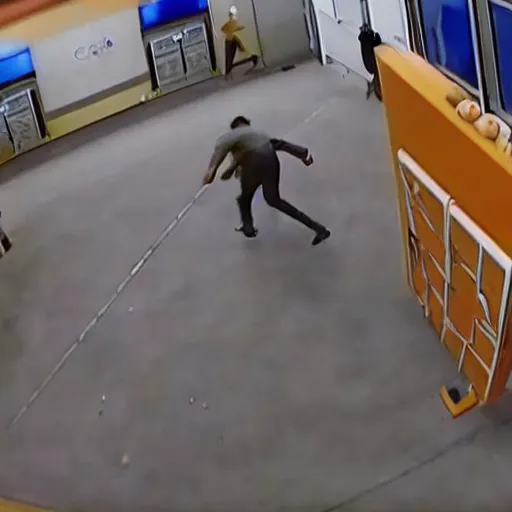 Prompt: fall guys caught on security camera