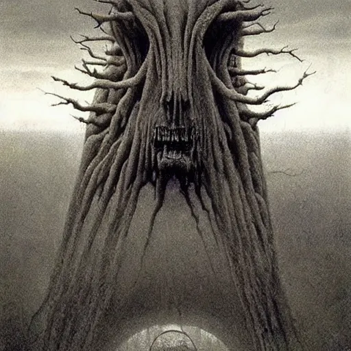 Image similar to 😨🦁💫 beksinski, eldritch, apocalypse, creepy creature, horror spooky