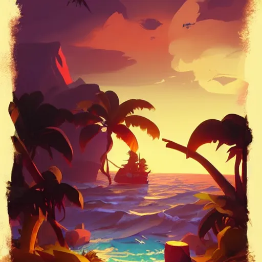 Image similar to painting treasure on sea of thieves game smooth median photoshop filter cutout vector, behance hd by jesper ejsing, by rhads, makoto shinkai and lois van baarle, ilya kuvshinov, rossdraws global illumination