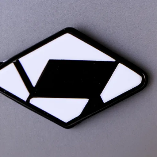 Image similar to a rhombus enamel pin of a retro minimalistic warning label, smooth curves