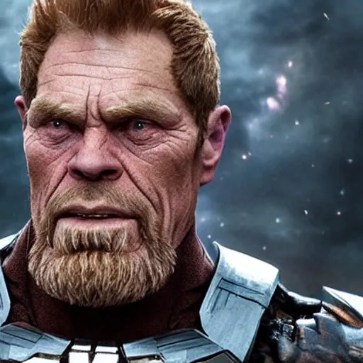 Image similar to willem defoe as thanos