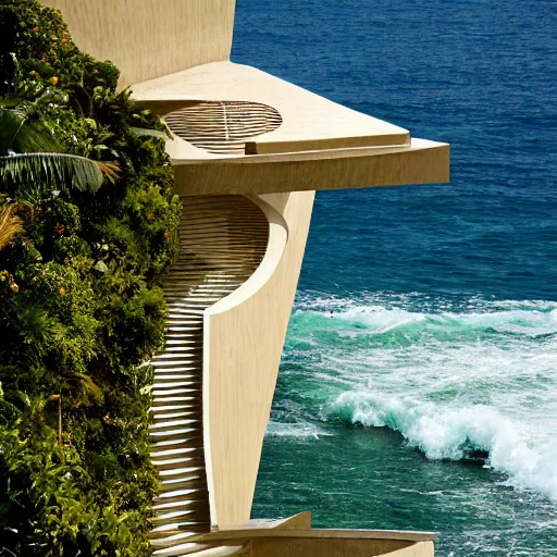 Prompt: organic rectangular architecture concept, sea, mexican, ricardo legorretta, villa, people, beach, artistic, ecology, green.