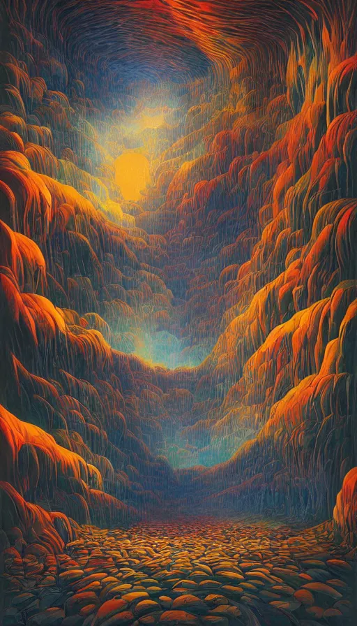 Image similar to The cavern of endless dreams, italian futurism, Dan Mumford, da vinci