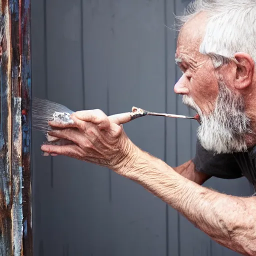 Image similar to photo of an old man eating paint