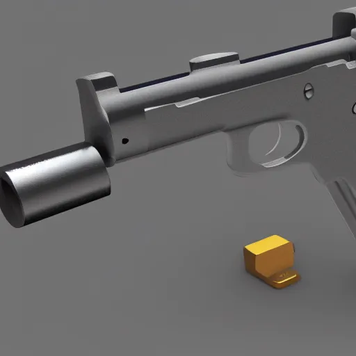 Prompt: Concept Render from Apple. Pistol Firearm