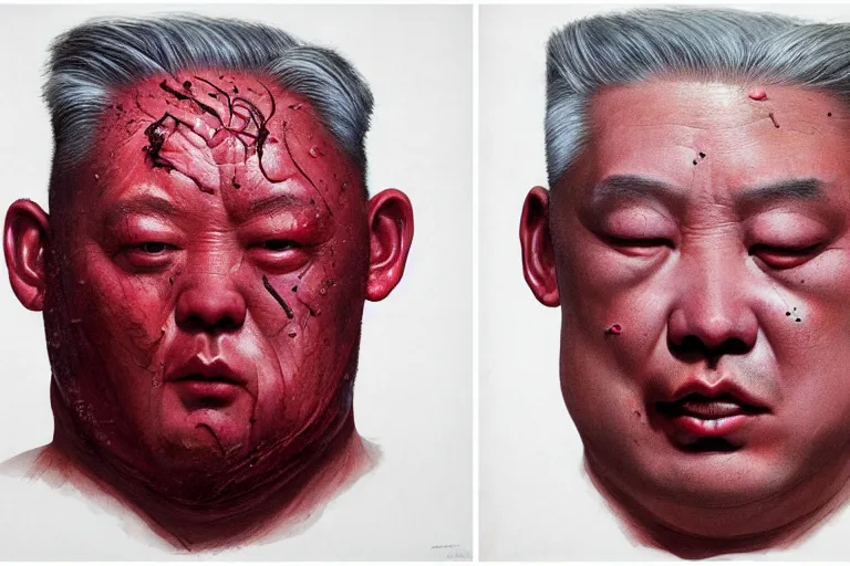 Prompt: Kim Jong-un face with body of rotten worm, dark fantasy, intricate, highly detailed, smooth, artstation, painted by Wayne Barlowe, Greg Rutkowski, zdislav beksinski, Francis Bacon