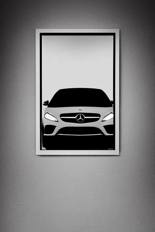 Prompt: minimalistic advertising poster for mercedes