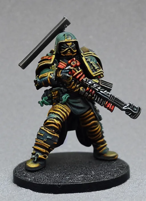 Prompt: 8 0 mm resin detailed miniature of a warhammer 4 0 k ninja, product introduction photos, 4 k, full body,