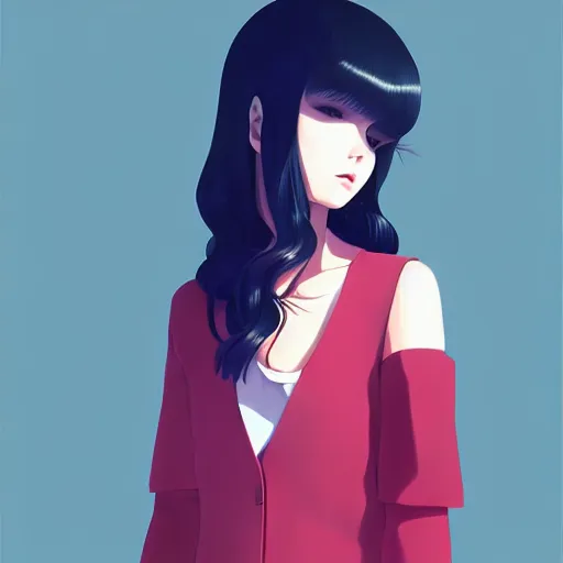 Prompt: elegant girl in urban outfit, cute fine face, digital painting, fan art, pixiv, by Ilya Kuvshinov, by Studio Ghibli