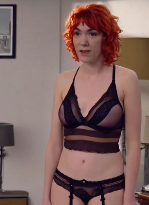 film still of ramona flowers wearing lingerie in the