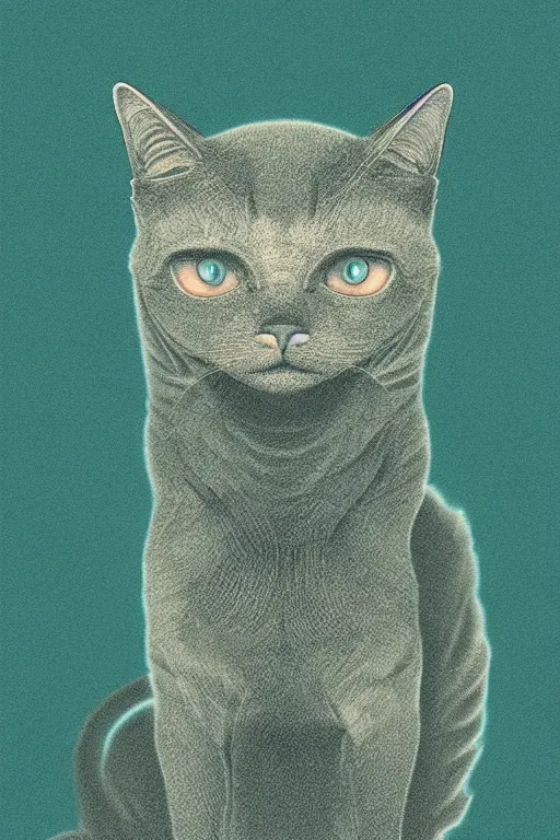 Image similar to demon cat. art by mike winkelmann, vector art, illustration, highly detailed,