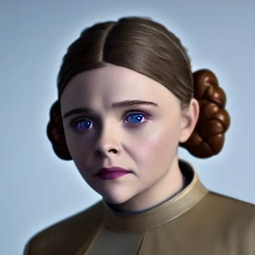 Image similar to Adult Chloe Moretz as Princess Leia, XF IQ4, 150MP, 50mm, F1.4