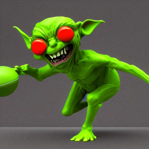 Image similar to goblin being tossed like a football, 3d render