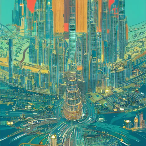 Prompt: gta : dubai, by victo ngai