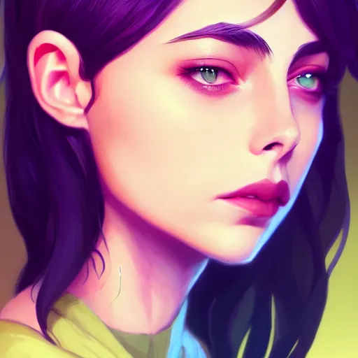 Prompt: a portrait of a beautiful willa holland need wearing glasses, art by lois van baarle and loish and ross tran and rossdraws and sam yang and samdoesarts and artgerm, digital art, highly detailed, intricate, sharp focus, trending on artstation hq, deviantart, unreal engine 5, 4 k uhd image