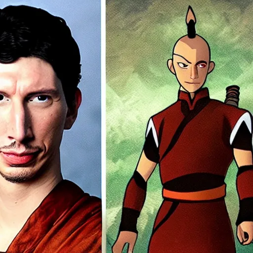 Image similar to adam driver as avatar aang from the last airbender