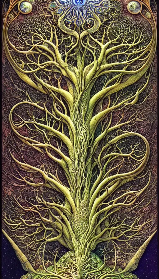 Image similar to tree of life by roger dean and andrew ferez, art forms of nature by ernst haeckel, divine chaos engine, symbolist, visionary, art nouveau, botanical fractal structures, organic, detailed, realistic, surreality