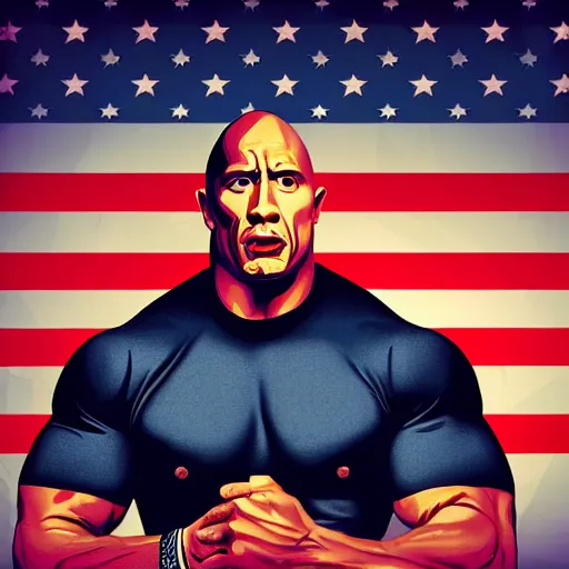 Image similar to the rock is the president of the united states, illustration, realistic, cinematic