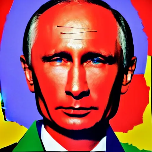 Prompt: Vladimir Putin\'s portraits in 2 by 2, pop art, by Andy Warhol