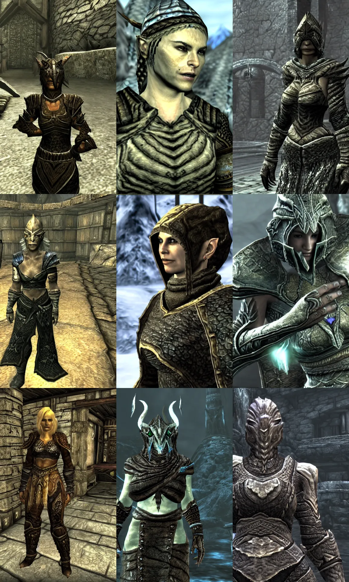 Prompt: Female Dragonborn, screenshot from the game 'Elder Scrolls: Skyrim'