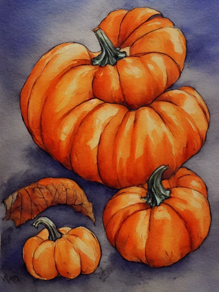 Image similar to autumn pumpkin watercolor by arti chauhan trending on artstation