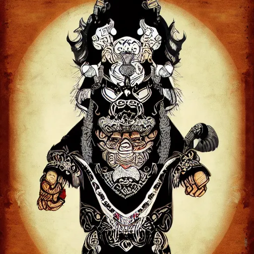 Image similar to barong bali, illustration, digital art, trending artstation