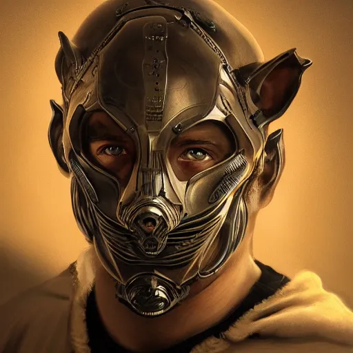 Image similar to Very very very very highly detailed epic photo of face with rhinoceros venetian mask, intricate, dystopian, sci-fi, extremely detailed, digital painting, artstation, concept art, smooth, sharp focus, illustration, intimidating lighting, incredible art by Artgerm and Vincent di Fate