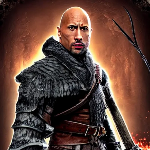 Image similar to dwayne johnson as lady maria from bloodborne