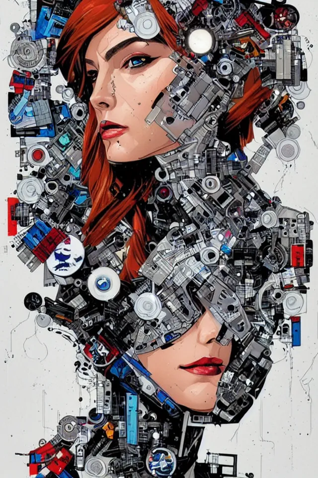 Image similar to a portrait of a beautiful cybernetically enhanced woman, by marvel comics and sandra chevrier