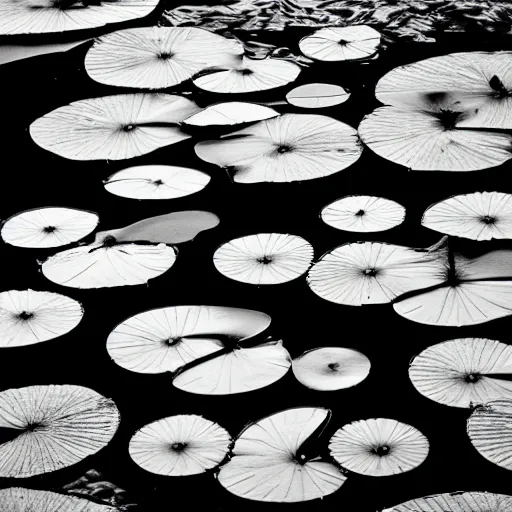 Image similar to lily pads, award winning black and white photography