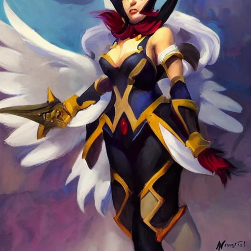 Prompt: greg manchess portrait painting of partially armored ahri from league of legends as overwatch character, medium shot, asymmetrical, profile picture, ambient occlusion, organic painting, sunny day, matte painting, bold shapes, hard edges, street art