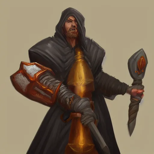 Image similar to portrait of a draconid character in simple robes, carrying a war hammer, trending on art station, character concept art