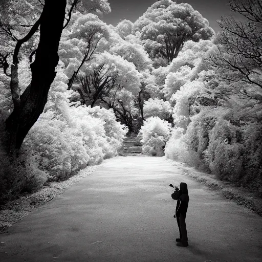 Image similar to infrared photography of an alien