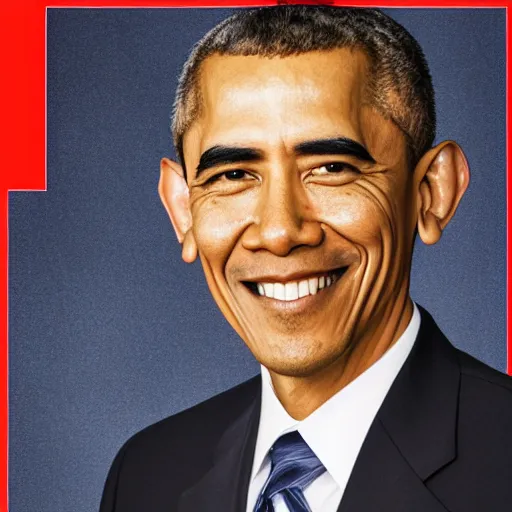 Image similar to Colored portrait photograph of asian Obama. 8k resolution. Time magazine. Studio lightning. Serious!