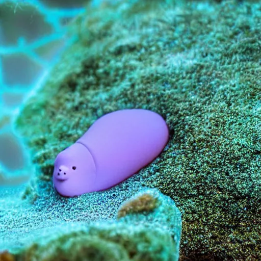 Prompt: close-up of a magic ocean slug in its habitat, photorelistic