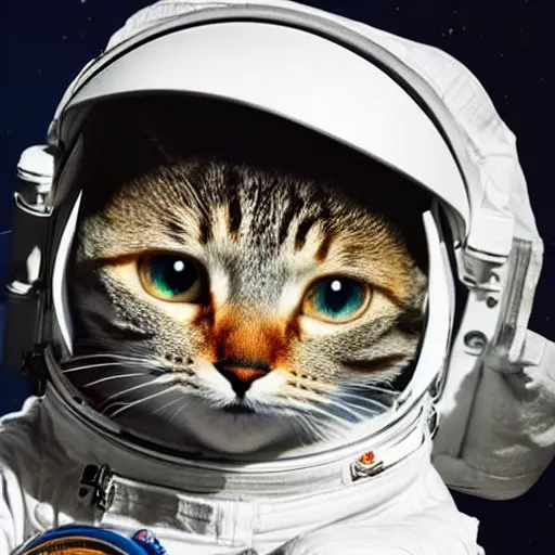 Image similar to astronaut cat, 8 k, cute