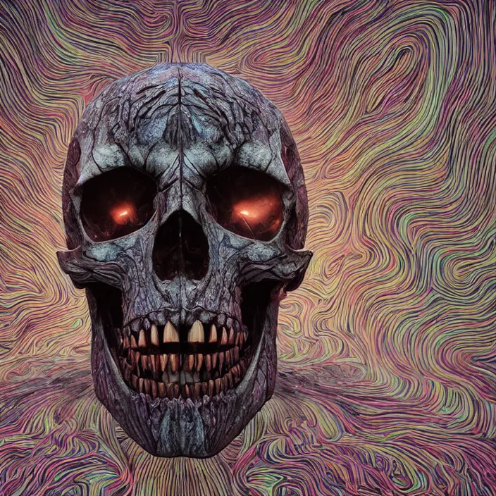 Prompt: portrait of a glowing skull. razor sharp teeth. infected with zombie fungus. intricate abstract. intricate artwork. nightmare fuel. by Tooth Wu, wlop, beeple, dan mumford. octane render, trending on artstation, greg rutkowski very coherent symmetrical artwork. cinematic, hyper realism, high detail, octane render, 8k, iridescent accents