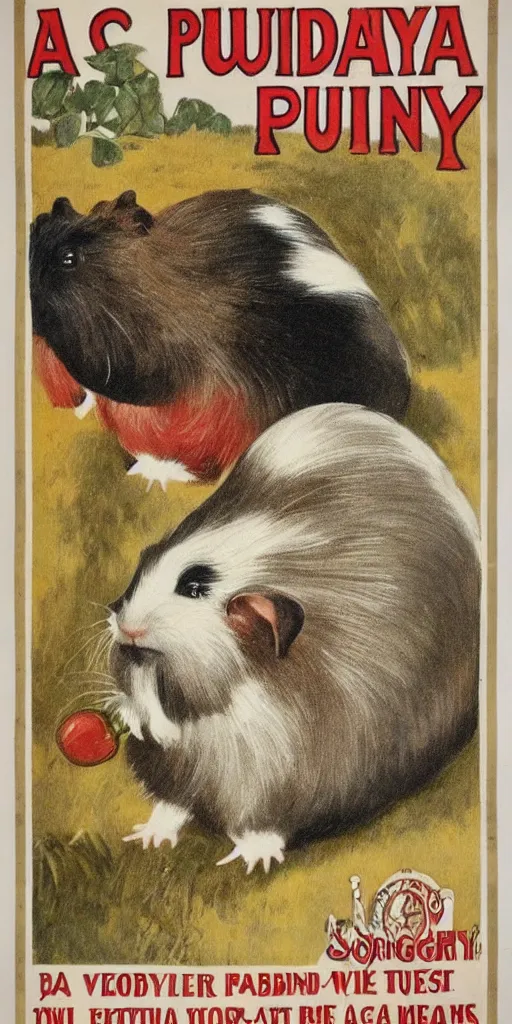 Prompt: a 1 9 1 0 s poster advertising guinea pigs