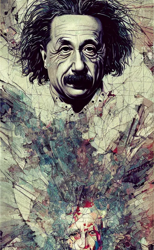 Image similar to einstein, eun emerging from renaissance italy into a cyberpunk mutiversal realm by conrad roset, nicola samuri, dino valls, m. w. kaluta, jakub rebelka, rule of thirds, seductive look, beautiful